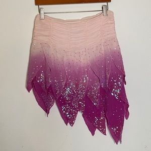 Bebe asymmetrical tiered ombré sequin skirt
